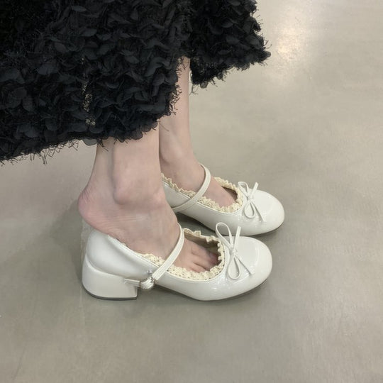 Damen Ballerinas mit dekorativer Schleifenverzierung und elegantem Fersenriemen EB