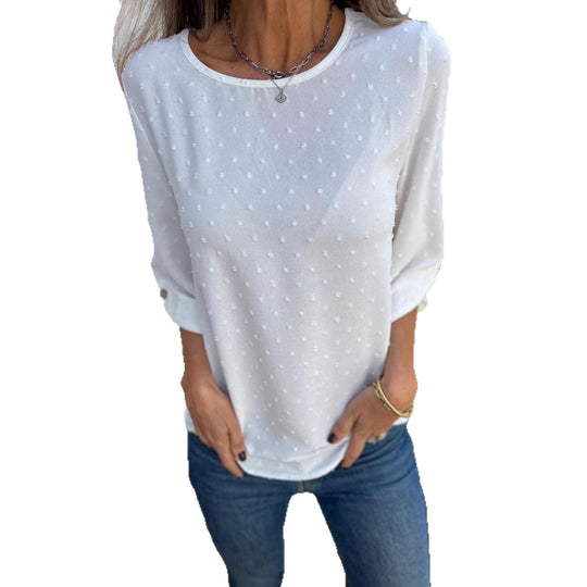 Damen lässige Bluse mit strukturiertem Stoff EB