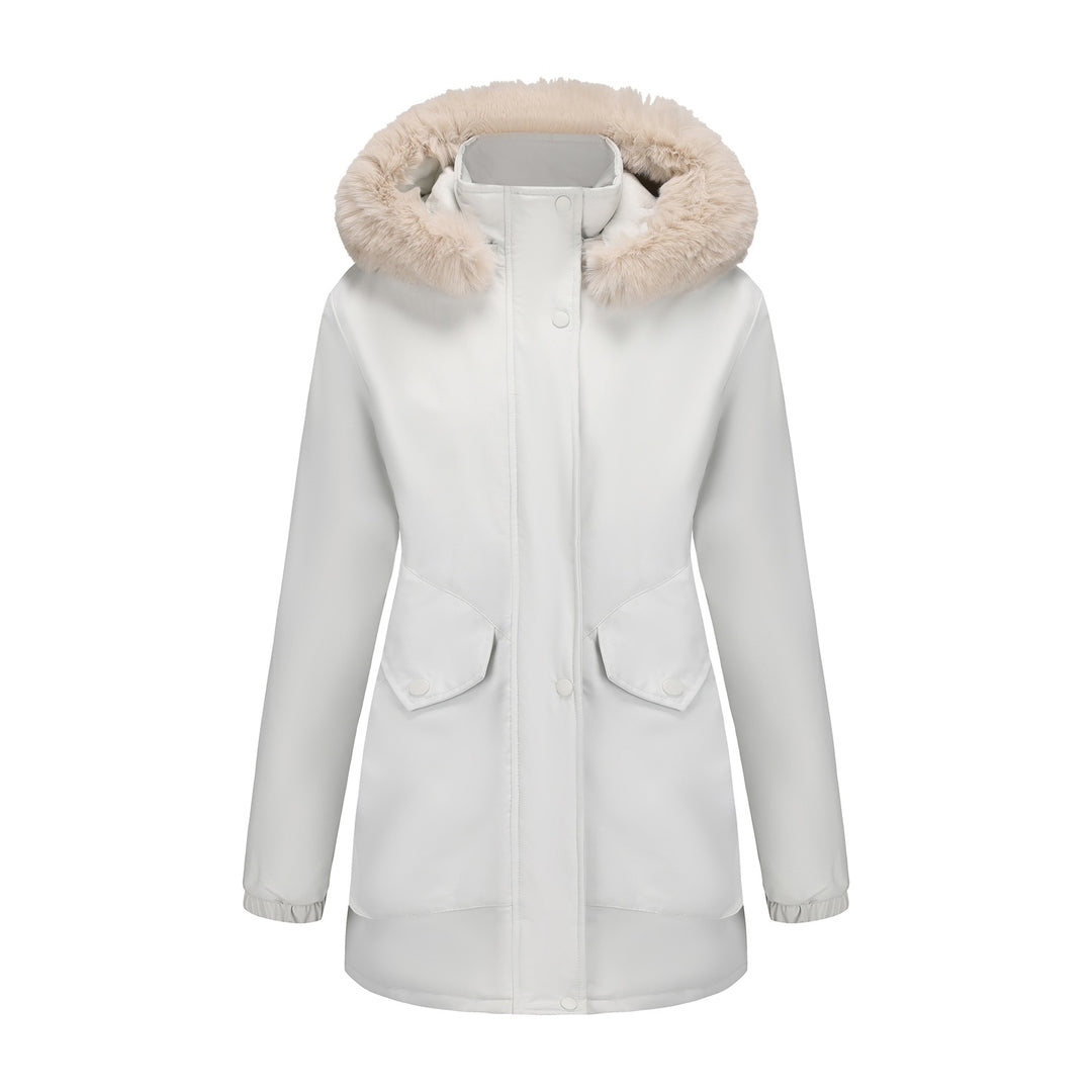 Damen wasserabweisende Parkajacke mit kuscheligem Kunstfellkragen EB