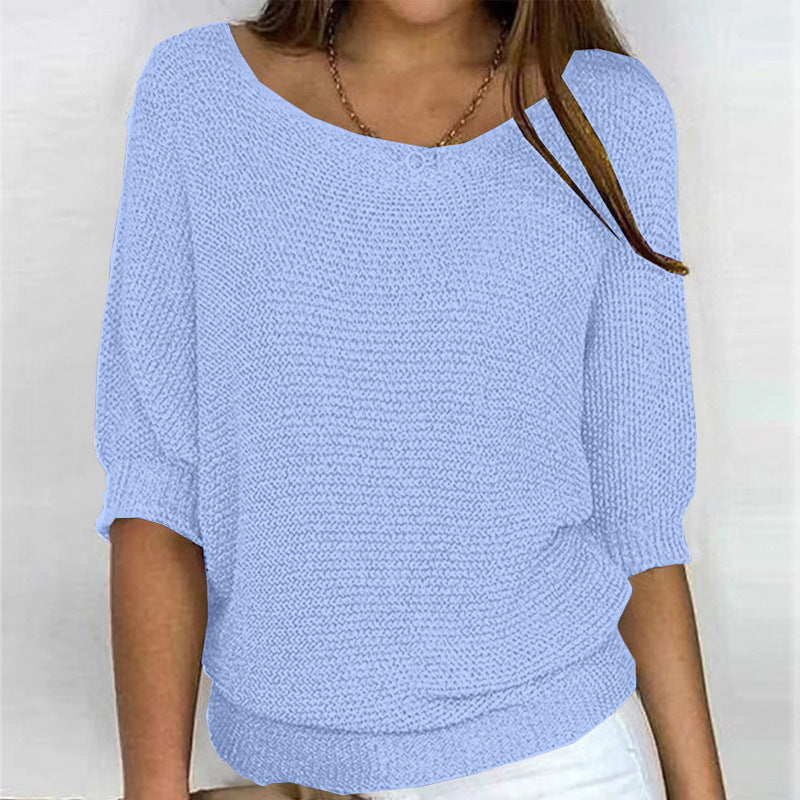 Damen nan legerer kastiger Feinstrickpullover mit weitem Ausschnitt EB