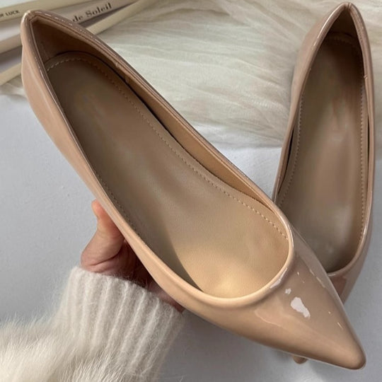 Damen spitze Ballerinas mit elegantem Glanzfinish EB