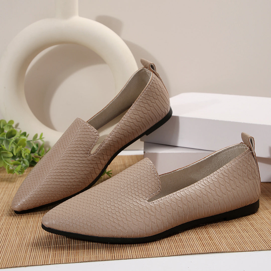 Damen Mokassin-Schuhe mit eleganter reptilartiger Optik und komfortablem Fußbett EB