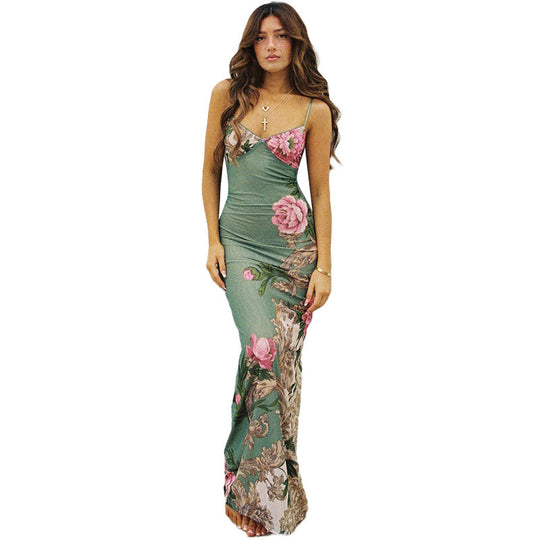 Damen Elegantes Maxikleid mit floralem Design EB