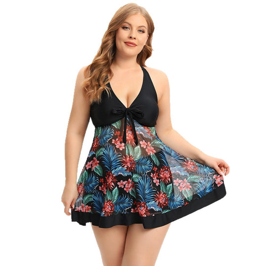 Damen Badeanzug mit floralem Überwurf EB