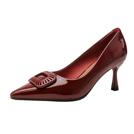 Damen elegante Lackpumps mit auffälliger Schmuckapplikation EB