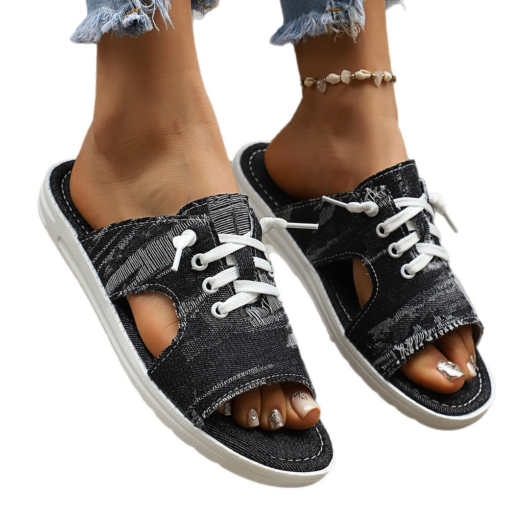 Damen Freizeitsandalen mit offenem Zehenbereich und lässigem Schnürdesign EB