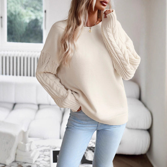 Damen Pullover mit strukturierten Ärmeln und modernem Feinstrick EB
