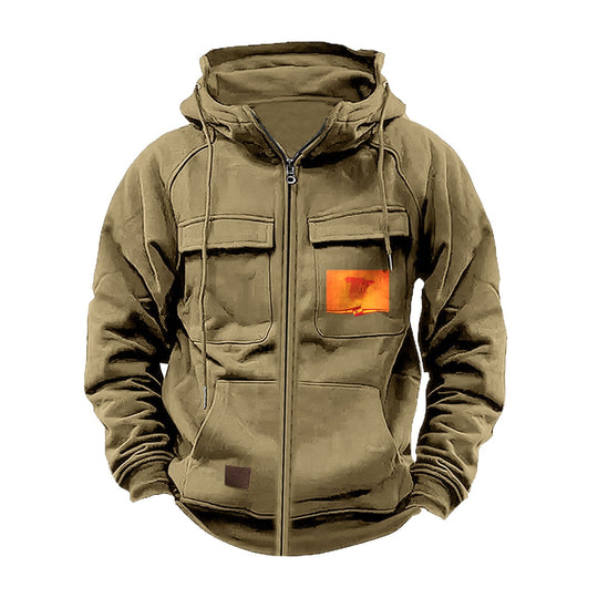 Herren multifunktionale Kapuzenjacke mit praktischen Taschen EB