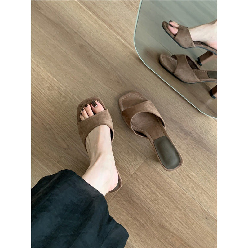 Damen Komfortable High Heel Mules EB