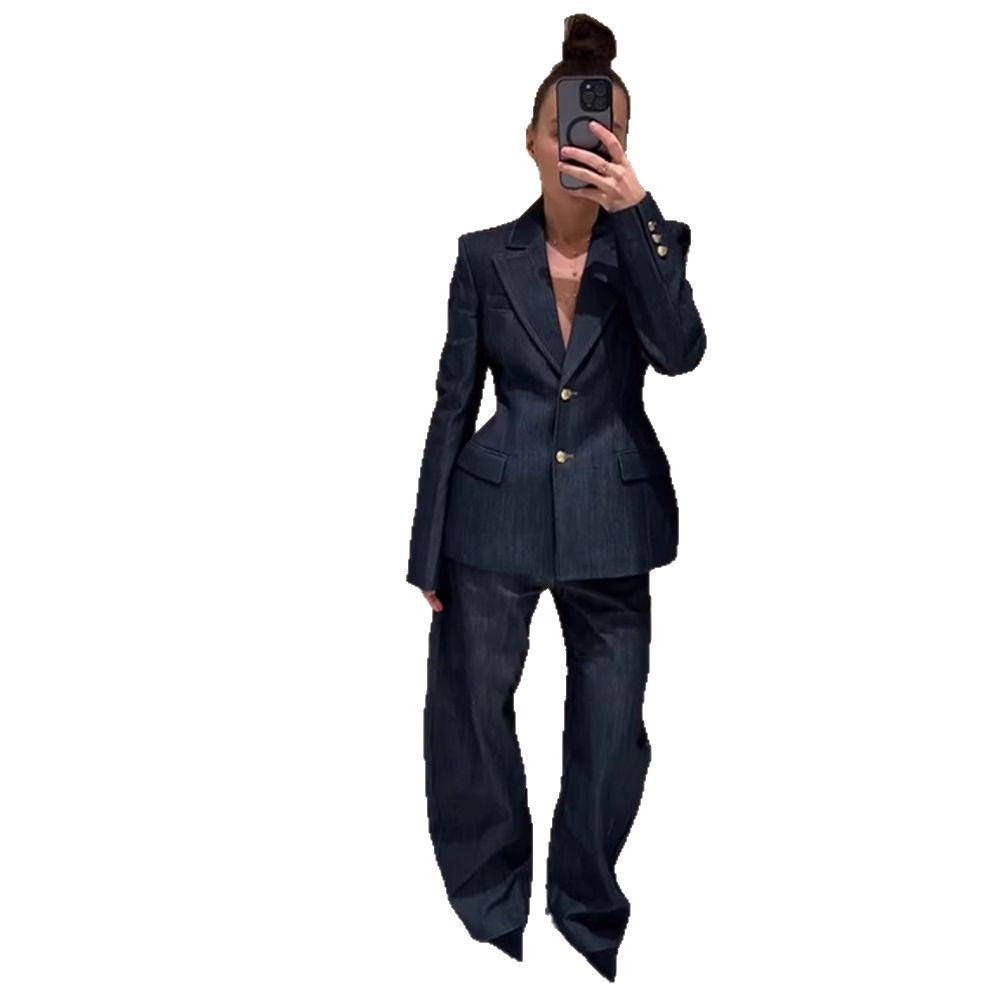 Damen Jeansblazer im modernen Look mit tailliertem Schnitt und praktischen Taschen EB