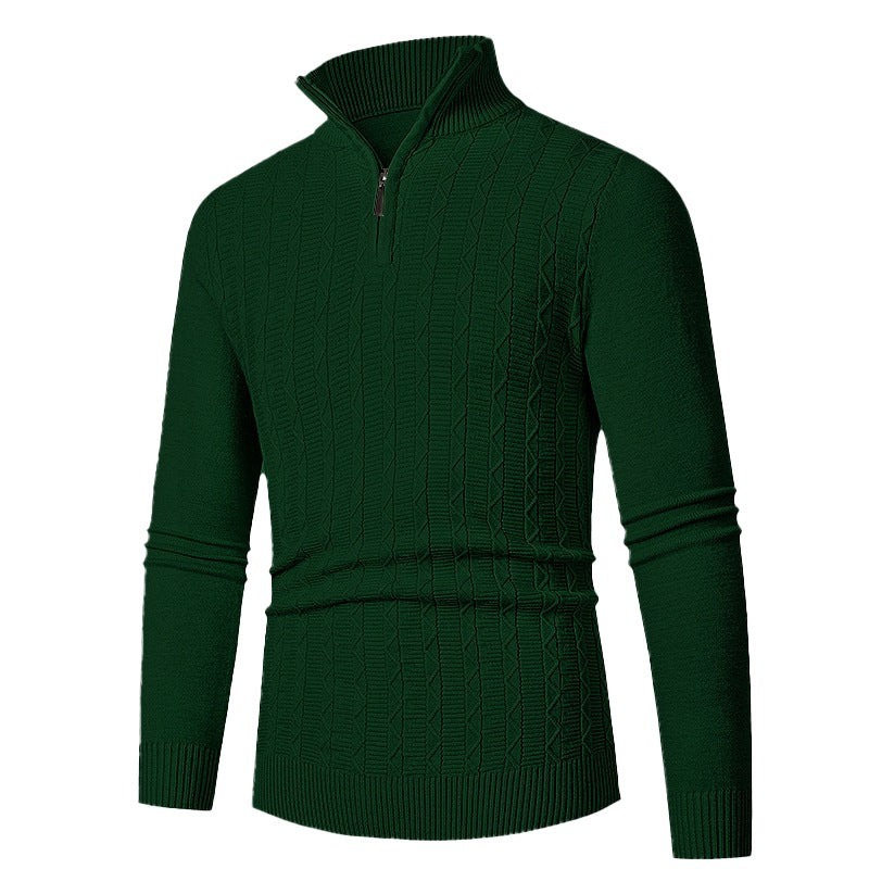 Herren modischer Strickpullover mit hochschließendem Reißverschluss und strukturiertem Design EB