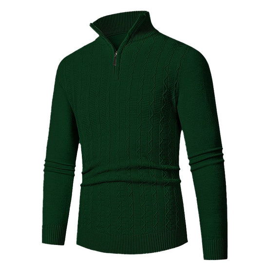 Herren modischer Strickpullover mit hochschließendem Reißverschluss und strukturiertem Design EB