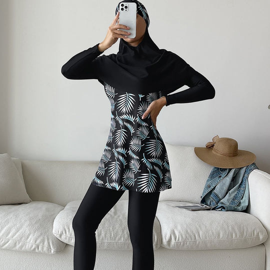 Damen Modisches 360-Grad-Schwimmanzug mit integrierter Hijab EB