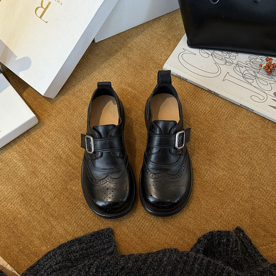 Damen Klassische Schnürschuhe mit dekorativer Schnalle und durchbrochenem Design EB
