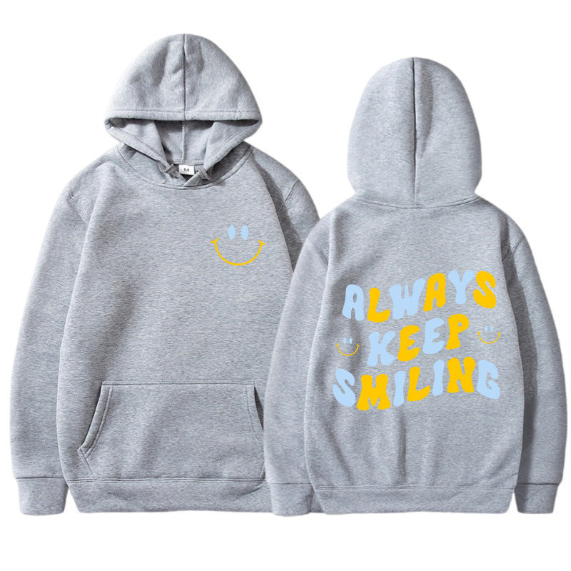 Damen Kapuzenpullover mit fröhlichem Schriftzug und praktischen Kängurutaschen EB