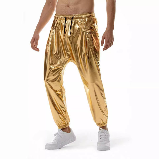 Herren glänzende Freizeithose mit praktischen Seitentaschen und elastischem Bund EB