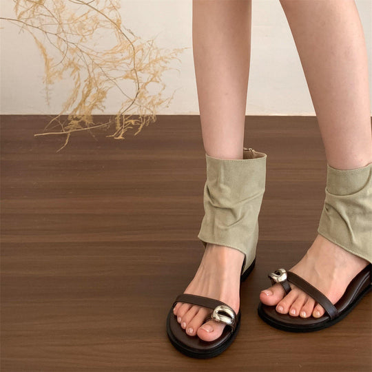 Damen Modische Wedgesandalen mit flexibler Obermaterial-Kombination und trendigem Dekor EB