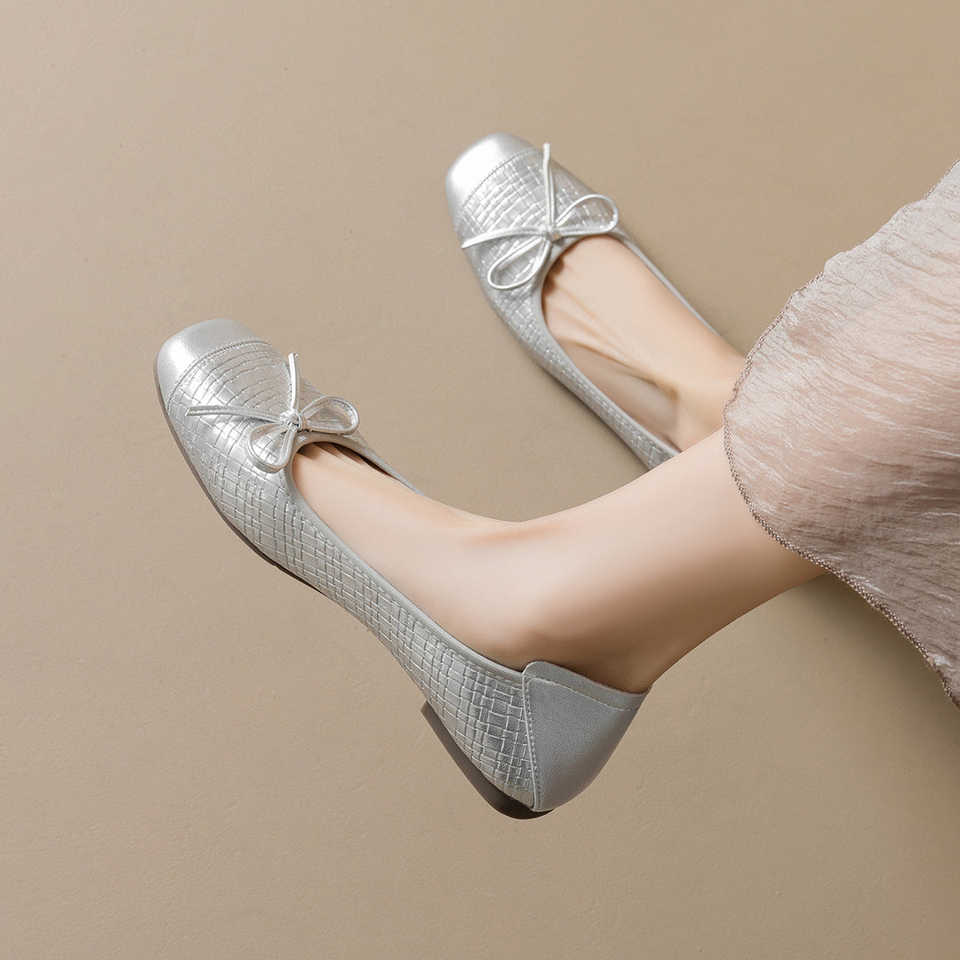 Damen Ballerinas aus hochwertigem Leder mit filigranem Schleifendetail EB