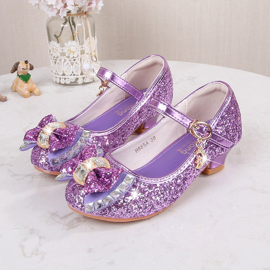 Mädchen Elegante Glitzer Ballerinas mit dekorativer Schleifen- und Strassapplikation EB