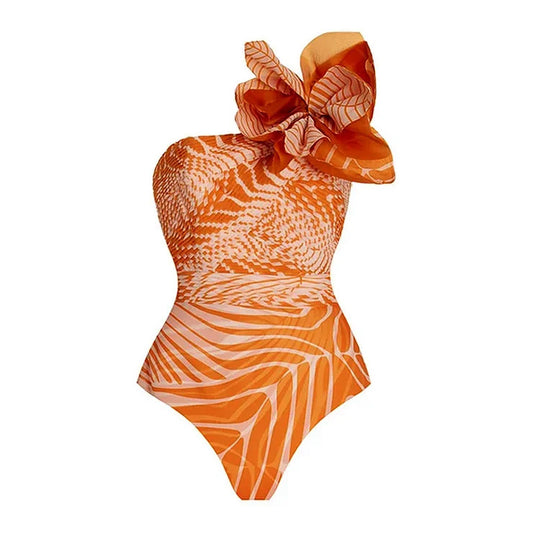 Damen Bikiniset mit asymmetrischem Oberteil und fließendem Maxirock EB