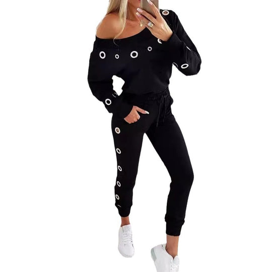 Damen Lässiges Freizeitoutfit mit gekonntem Cut-Out und Ösendetails EB