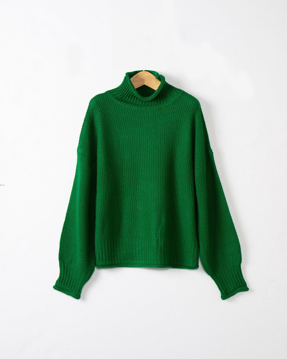 Damen modischer Pullover mit hohem Kragen und strukturierter Textur EB