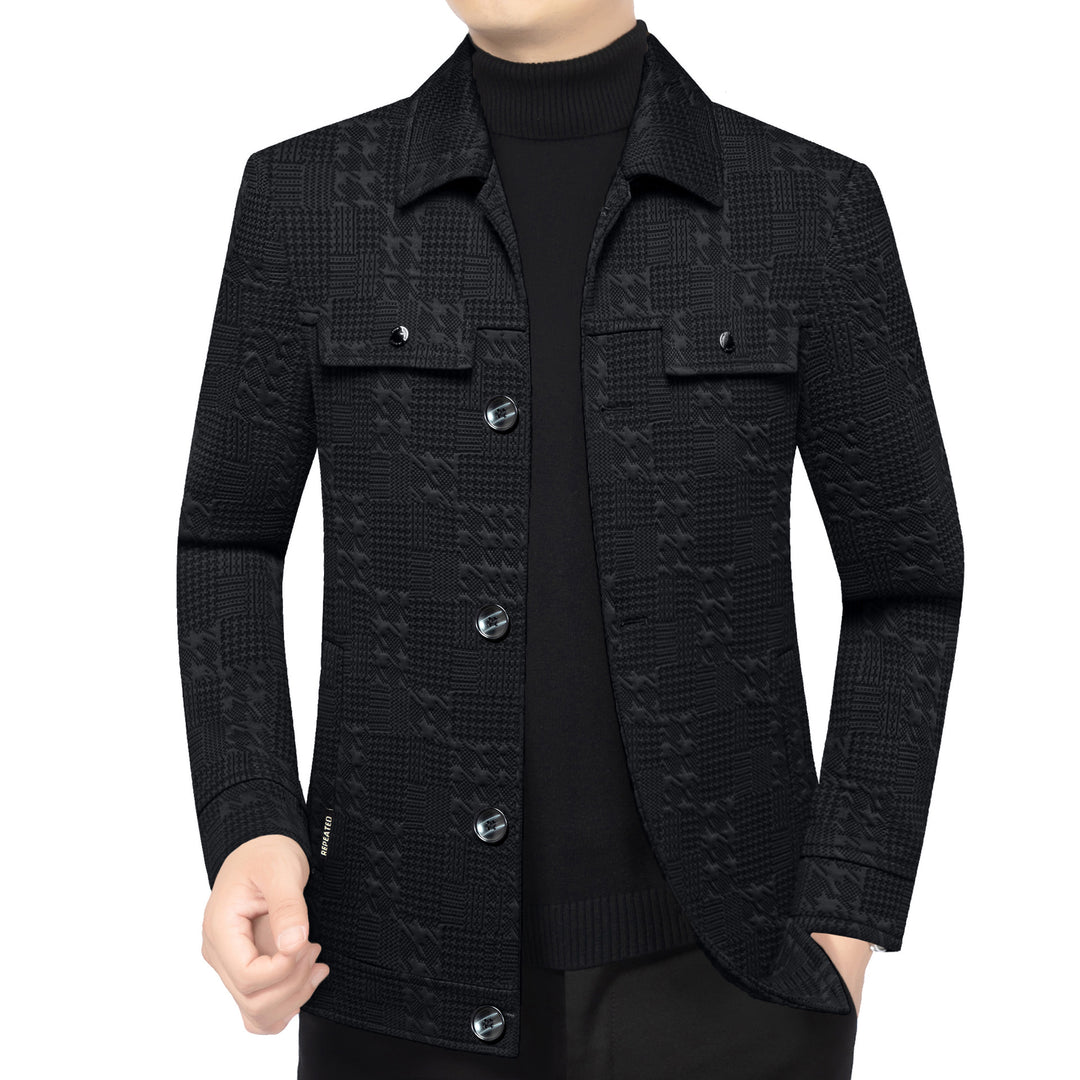 Herren Strukturiertes Overshirt im Glencheck-Relief mit Hemdkragen EB