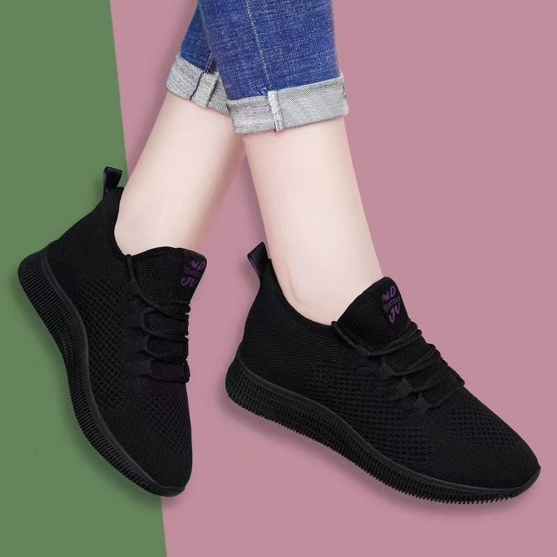 Damen Sportliche und atmungsaktive Lace-Up Sneakers EB