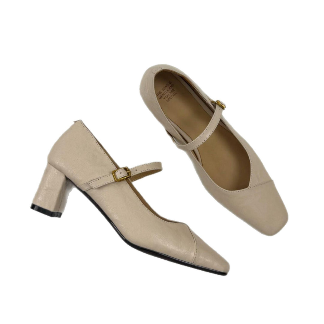 Damen Elegante Slingback-Pumps aus hochwertigem Leder mit komfortablem Blockabsatz EB