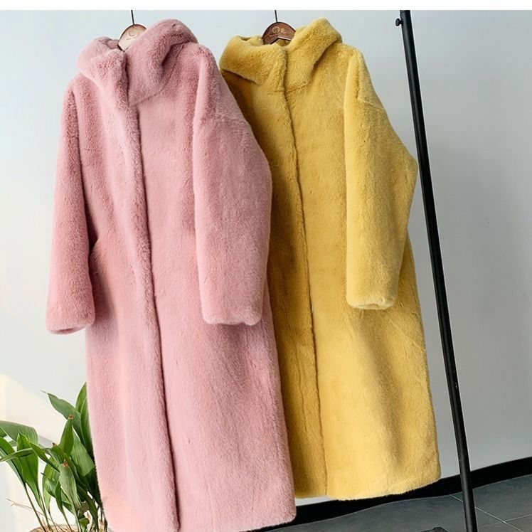 Damen Kuscheliger Oversized-Mantel mit hohem Kragen und Seitentaschen EB