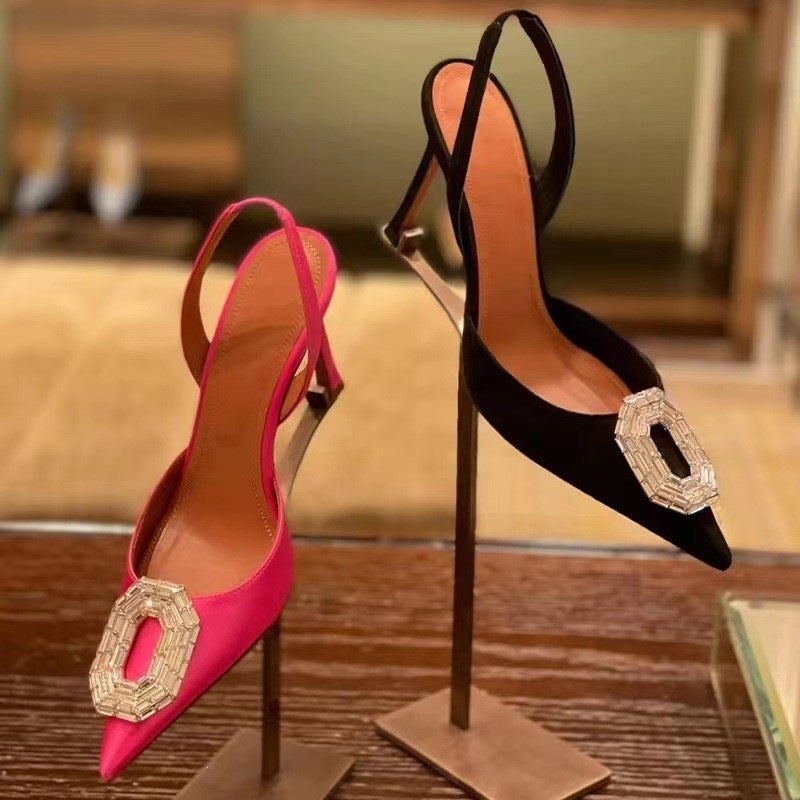 Damen Glamouröse Slingback High Heels mit funkelndem Schmuckdetail EB