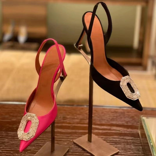 Damen Glamouröse Slingback High Heels mit funkelndem Schmuckdetail EB