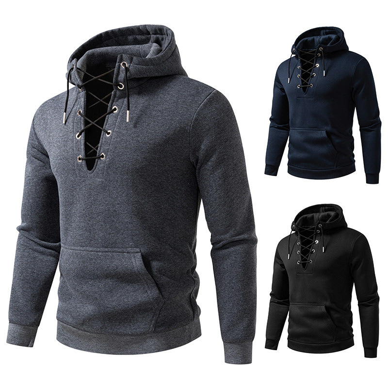 Herren Kapuzenpullover mit modischem Schnürdesign EB