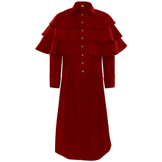 Damen nan eleganter Maxicape-Mantel mit gestuften Schultercapes und Stehkragen Eb