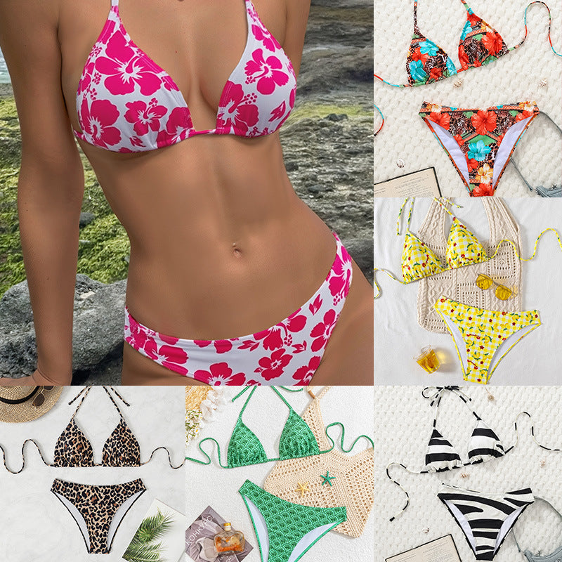 Damen Triangel-Bikini mit verstellbarem Halter und modischem Punktedesign EB