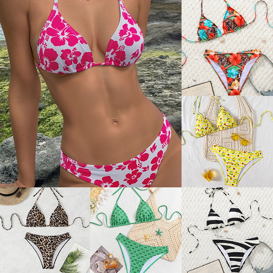 Damen Triangel-Bikini mit verstellbarem Halter und modischem Punktedesign EB