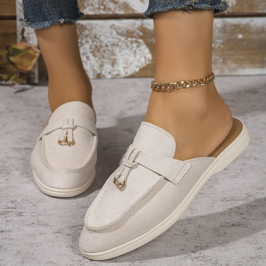 Damen Bequeme Slip-On Mokassins mit eleganter Schnallen-Applikation EB