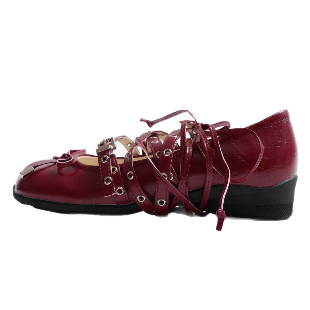 Damen Ballerinas mit modischem Riemchen-Design und Glanz-Finish EB
