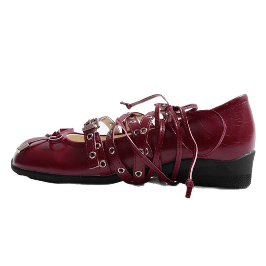 Damen Ballerinas mit modischem Riemchen-Design und Glanz-Finish EB