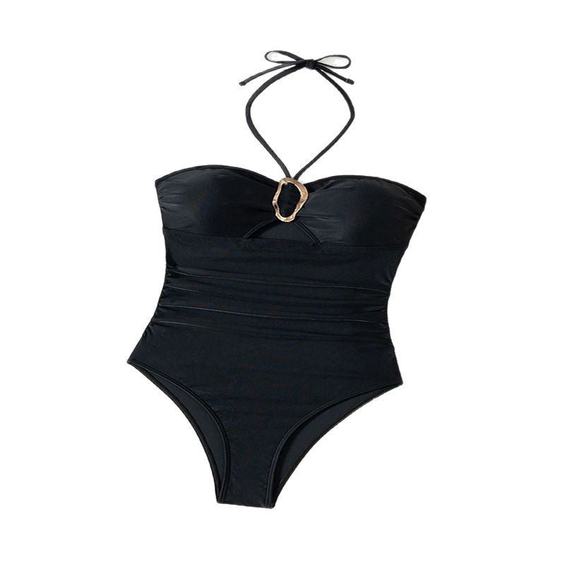 Damen Eleganter Bandeau-Badeanzug mit modischen Cut-Outs und stilvollem Schmuckdetail EB