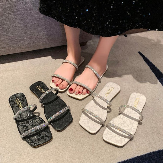 Damen modische Riemensandalen mit funkelnden Akzenten EB