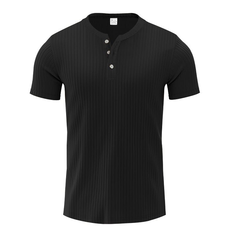 Herren Kurzarm-Henley-T-Shirt mit strukturiertem Design EB