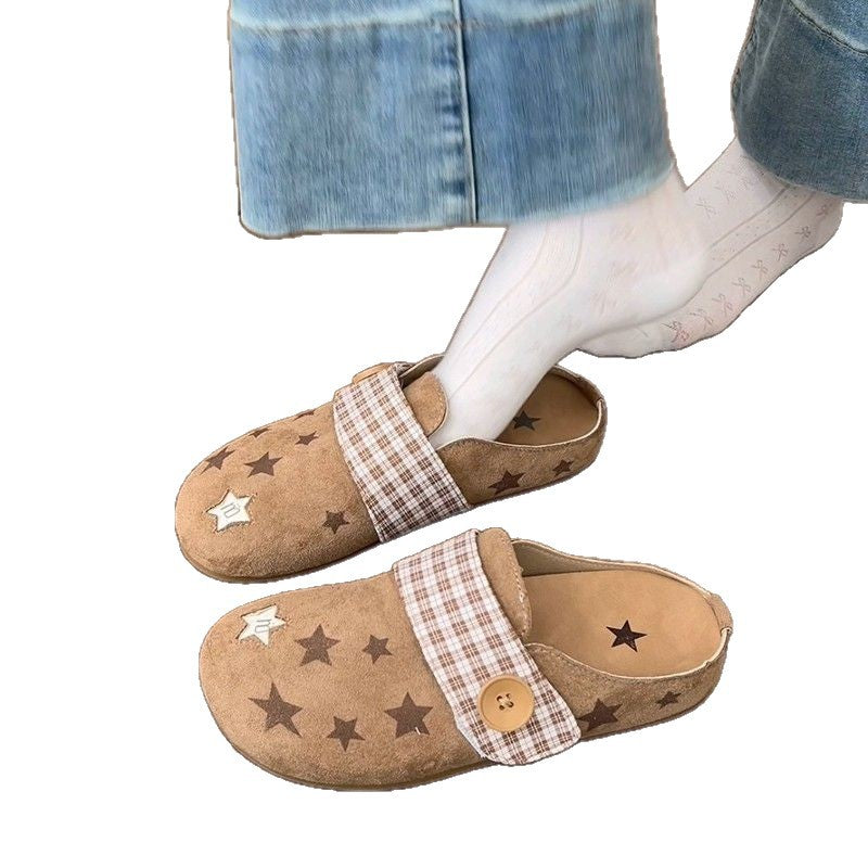 Damen Bequeme Slipper mit Sternenmotiv und verstellbarem Riemen EB