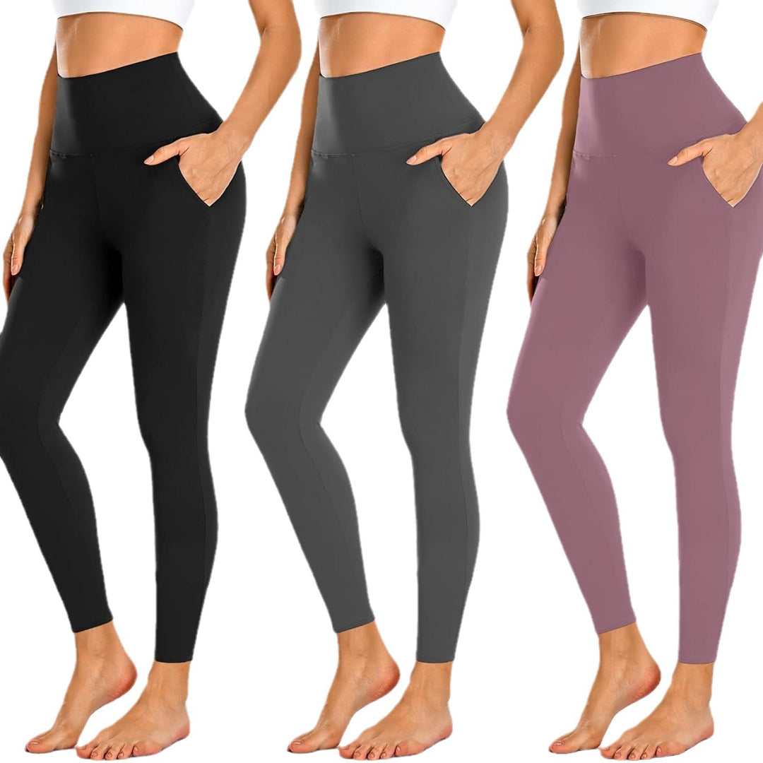 Damen Hochtaillierte Sportleggings mit Taschen EB