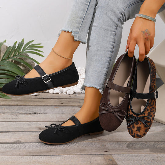 Damen Ballerinas mit verstellbarem Riemendesign und modischem Leopardenmuster EB