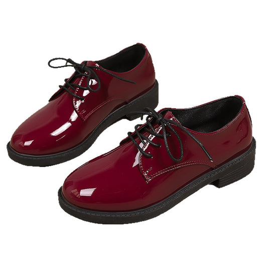 Damen klassische Schnürschuhe mit glänzender Oberfläche EB