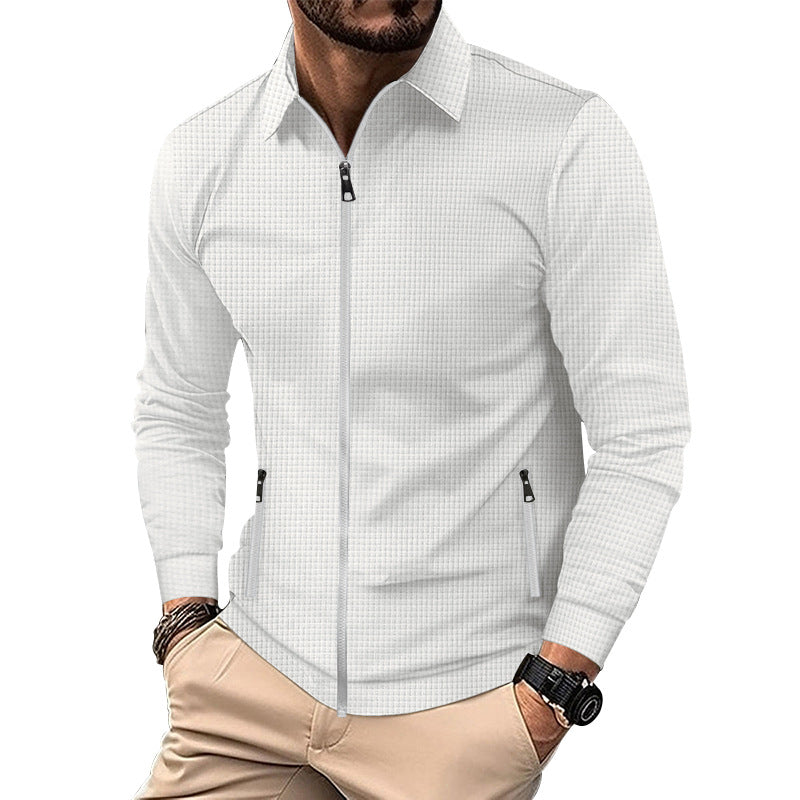 Herren modische Freizeitjacke mit strukturiertem Design und seitlichem Reißverschluss EB