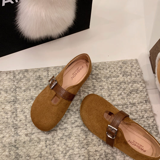 Damen elegante Mokassins mit modischer Schnallenverzierung EB