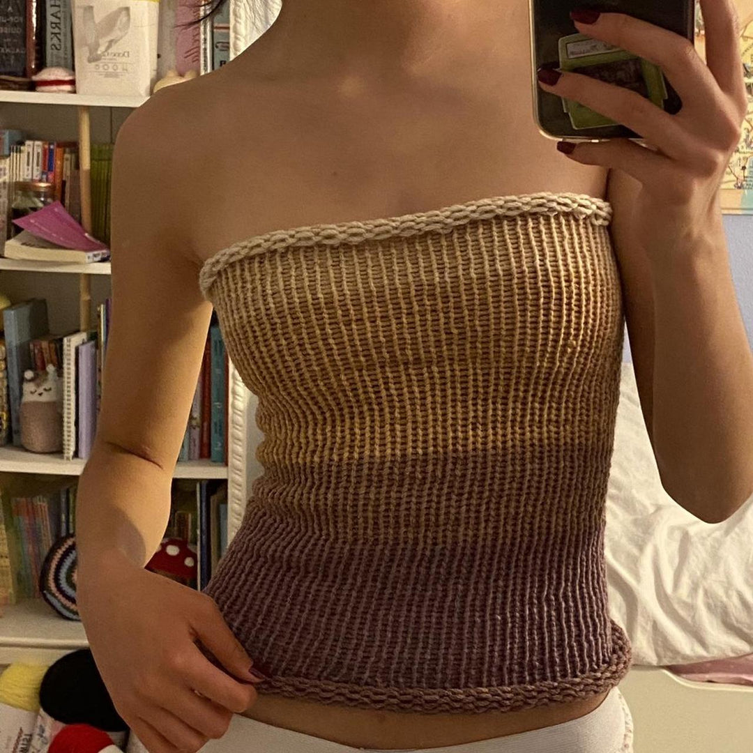 Damen Bandeau Oberteil mit bunten Streifen EB