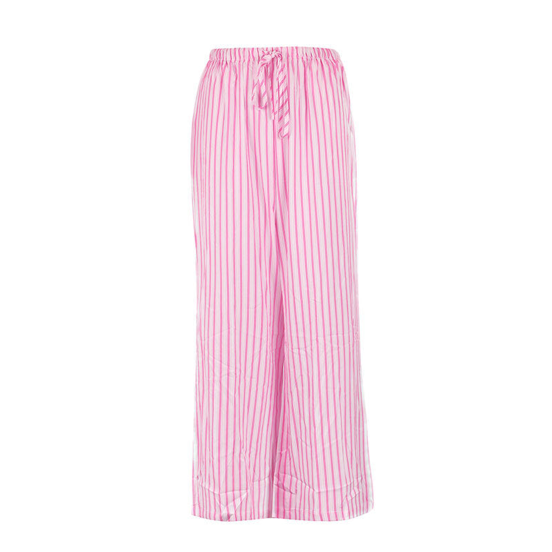 Damen weite Freizeithose mit elastischem Bund und trendigem Streifenmuster EB